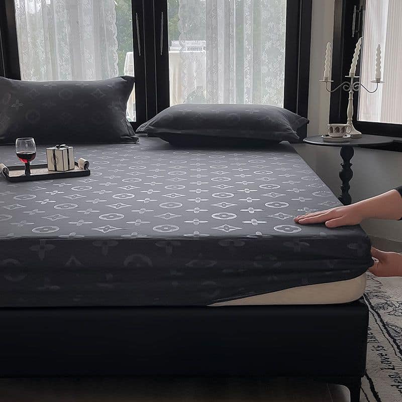 時尚老花款 純色高級感3件床包組