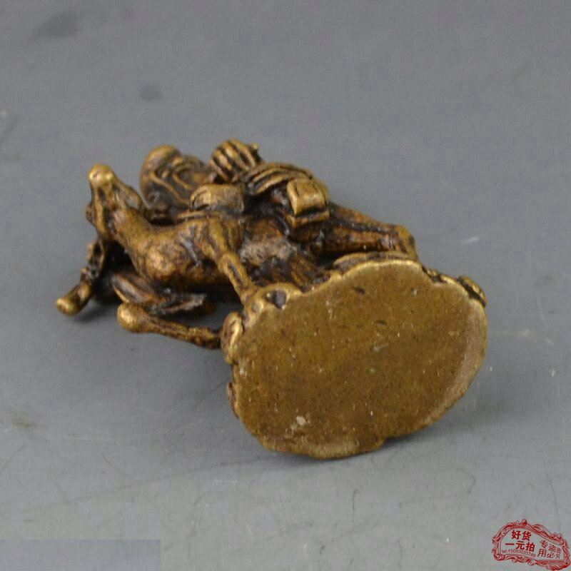 創意古玩雜項騎鹿壽星銅像福祿壽純銅擺件桌面茶寵茶幾擺件擺飾| 協貿 
