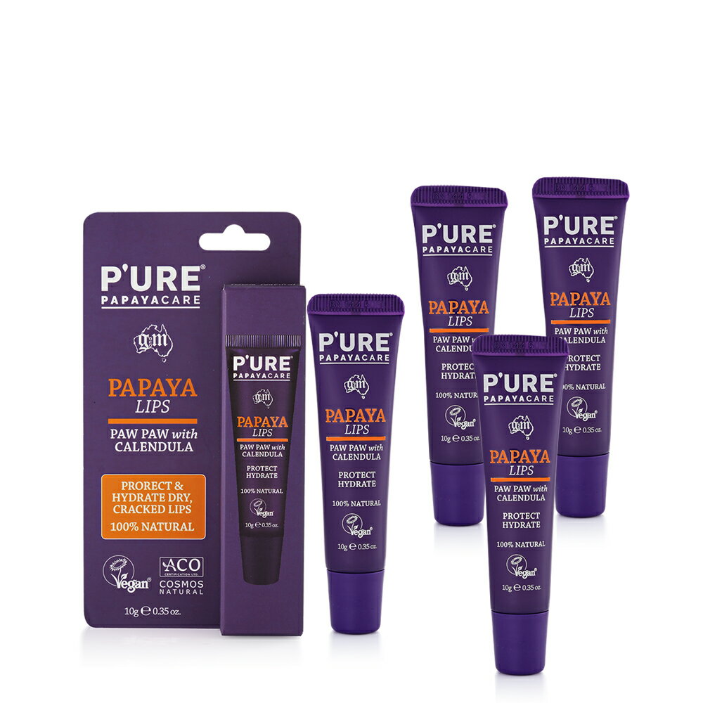 【澳洲 Pure Papayacare】木瓜護唇膏含金盞花 4入組 10g/條