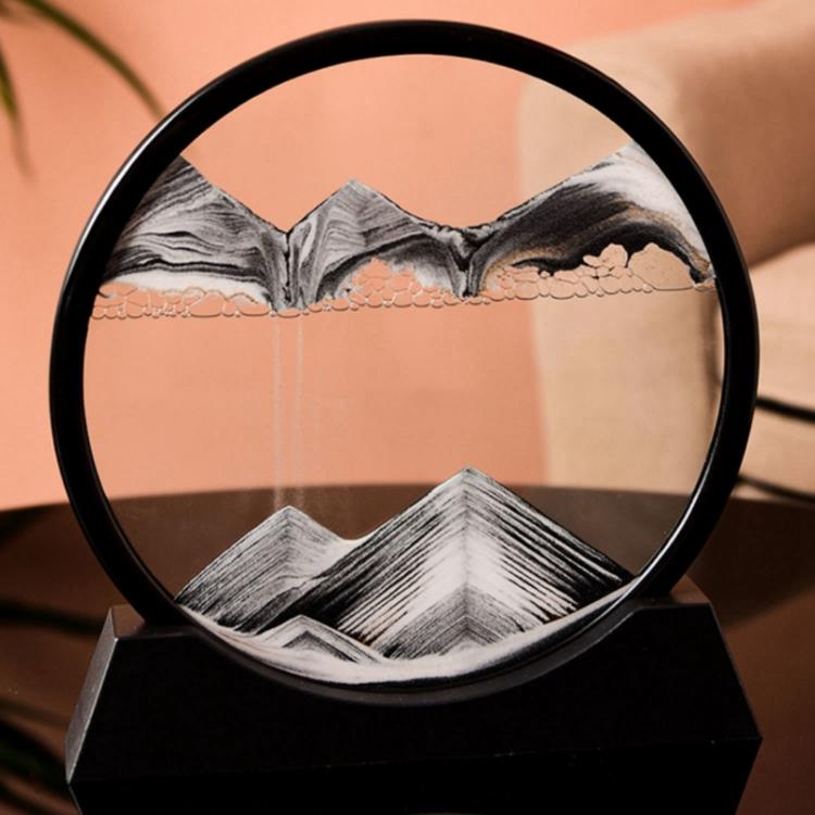 創意解壓翻轉圓盤3d山水立體動態玻璃流沙畫沙漏擺件酒柜客廳裝飾 雙11全館免運 3