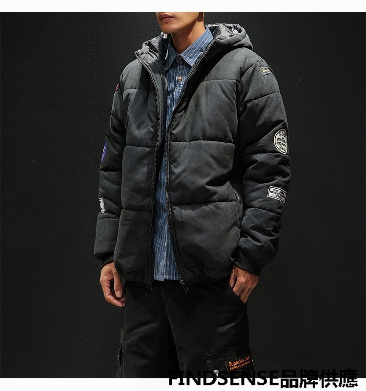 FINDSENSE品牌 秋冬季 新款 日本 男 個性 高品質 加厚 麵包服 羽絨服 連帽 棉衣 保暖外套 潮流上衣外套