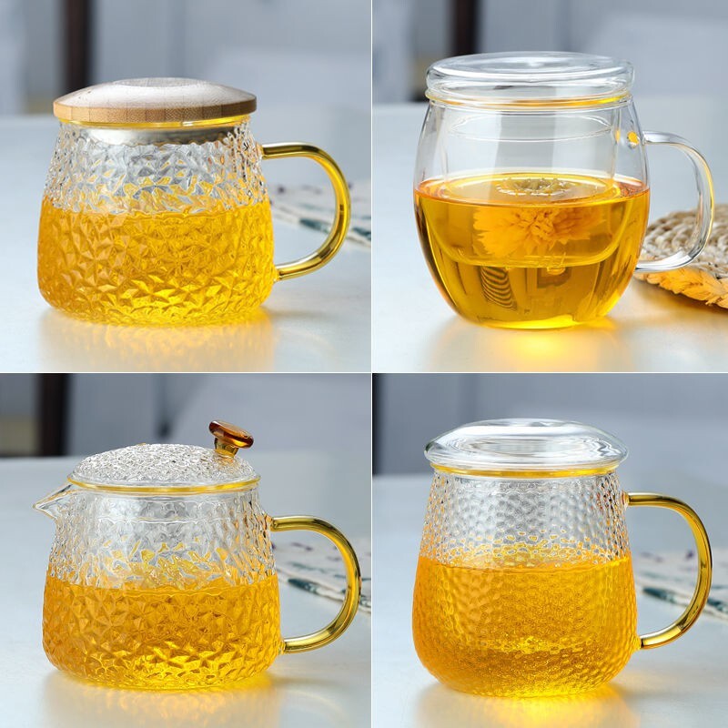 透明杯泡茶杯帶把手玻璃杯喝水杯∋☬水杯玻璃杯子帶把帶蓋過濾泡茶杯茶水分離杯耐熱加厚男女士辦公杯
