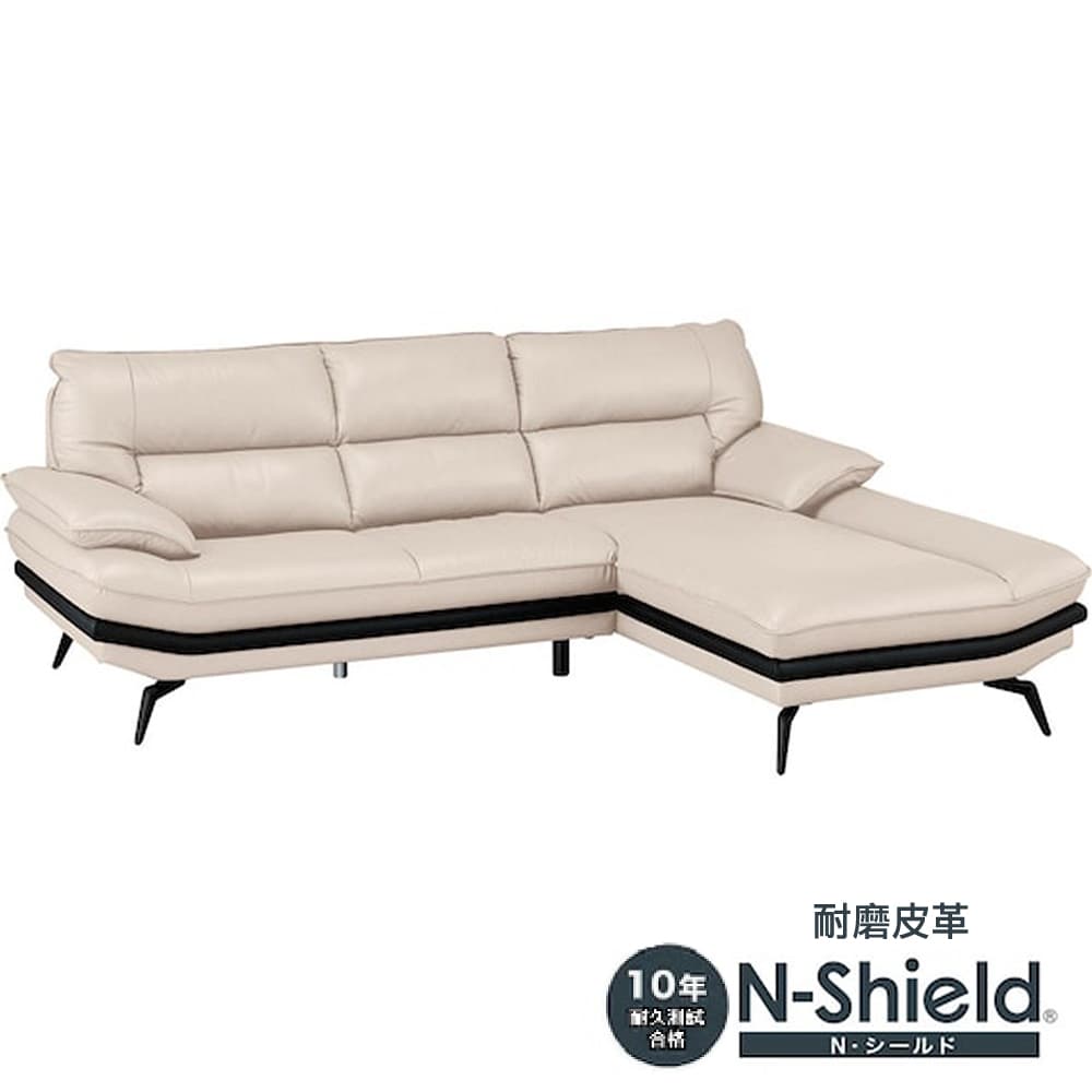 ◎耐磨皮革L型沙發 LOZO KD LC N-SHIELD BE NITORI宜得利家居