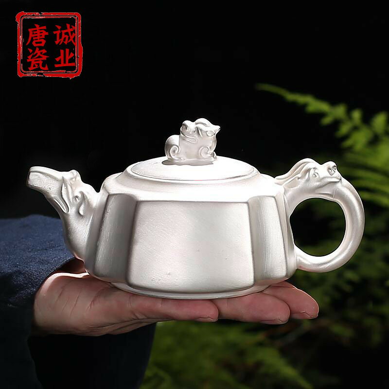 銀茶壺999純銀功夫西施泡茶壺手工鎏銀陶瓷家用茶具小號復古銀壺