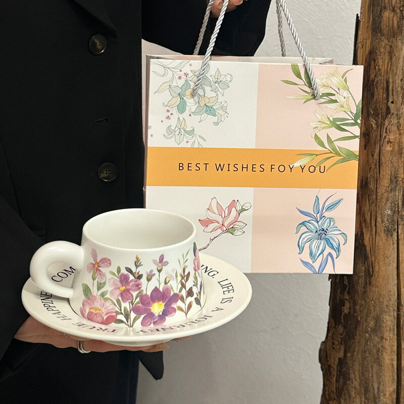 快速出貨 公司貨 送女生生日禮物高顏值蝴蝶結咖啡杯碟套裝下午茶杯閨蜜伴手禮禮盒