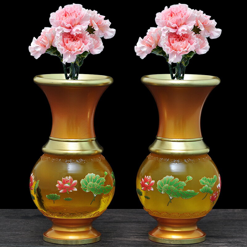 蓮花供佛花瓶一對招財寺廟佛前佛堂供奉觀音凈水瓶插花瓶佛教用品