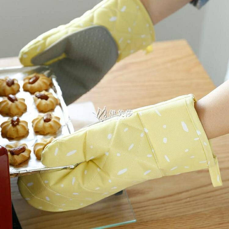 隔熱手套 居家布藝防燙手套加厚隔熱烤箱微波爐專用手套烘焙矽膠耐高溫防熱