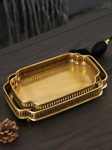 歐式家居飾品印度進口黃銅奢華收納托盤簡約茶幾裝飾盤擺件銅制品