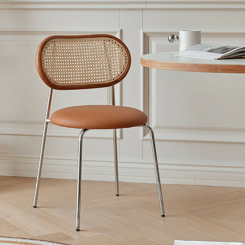 凳子 北歐絨布輕奢藤編餐椅復古北歐家用背靠簡約創意咖啡餐廳休閒椅子