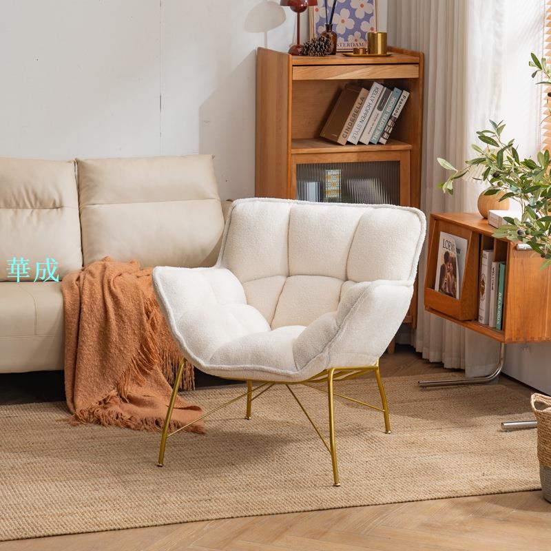 泰迪絨單人沙發椅輕奢客廳休閒沙發小戶型陽臺網紅懶人沙發單椅