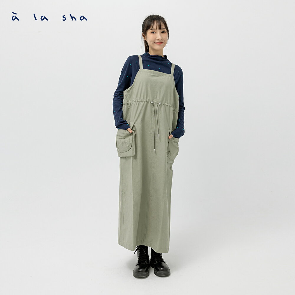 a la sha 吊帶工裝背心洋裝
