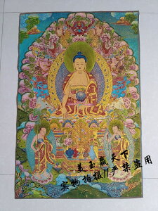 西藏藏傳佛像唐卡織錦畫像 客廳裝飾掛畫刺繡釋迦牟尼佛 釋迦摩尼
