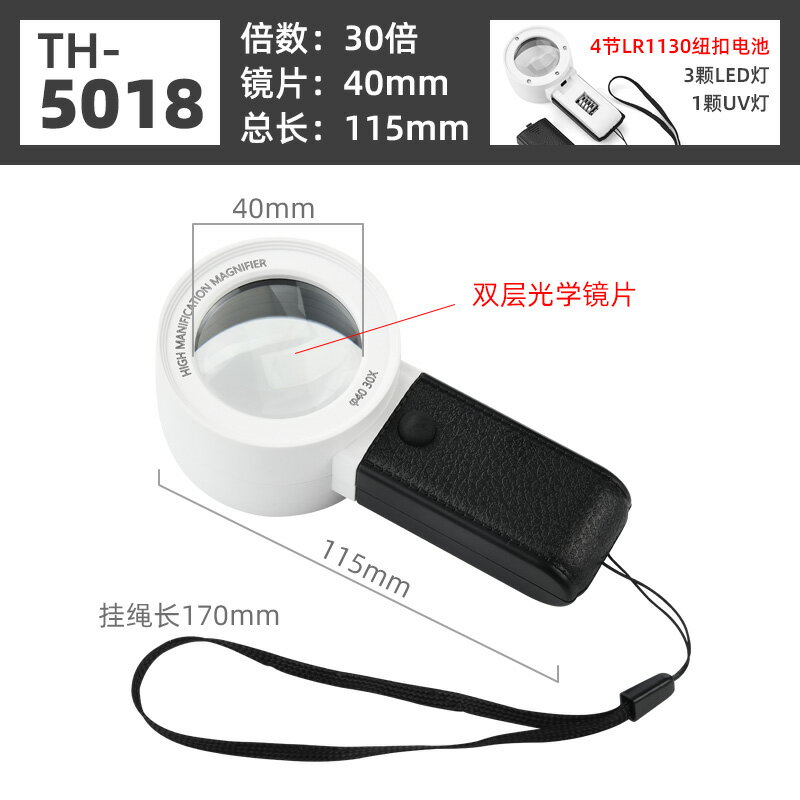 珠寶放大鏡 紫光驗鈔燈 玉石放大鏡 放大鏡鑒定專用帶刻度高畫質高倍45珠寶文玩微距目鏡印刷網點古玩看紫砂壺照布郵票100寶石1000