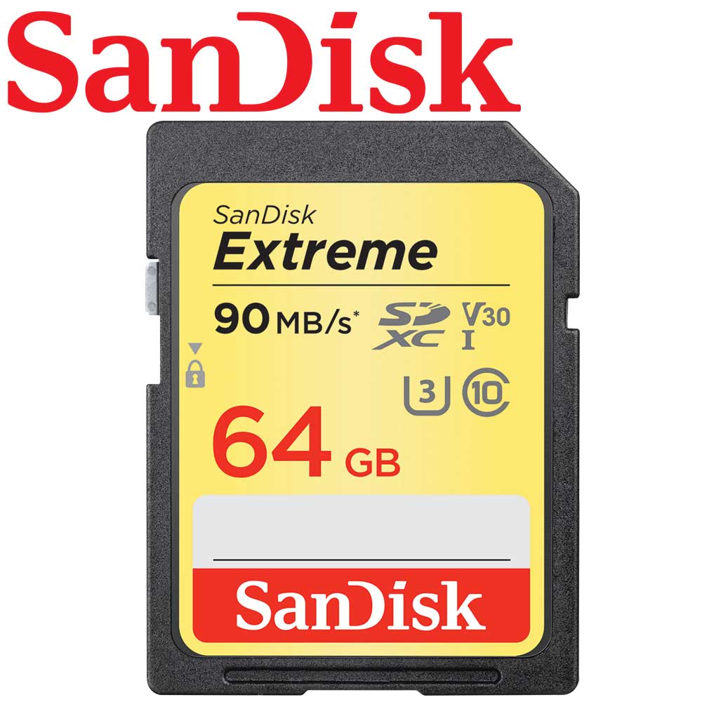 【公司貨】SanDisk 64GB 90MB/s Extreme SD SDXC UHS-I U3 V30 記憶卡