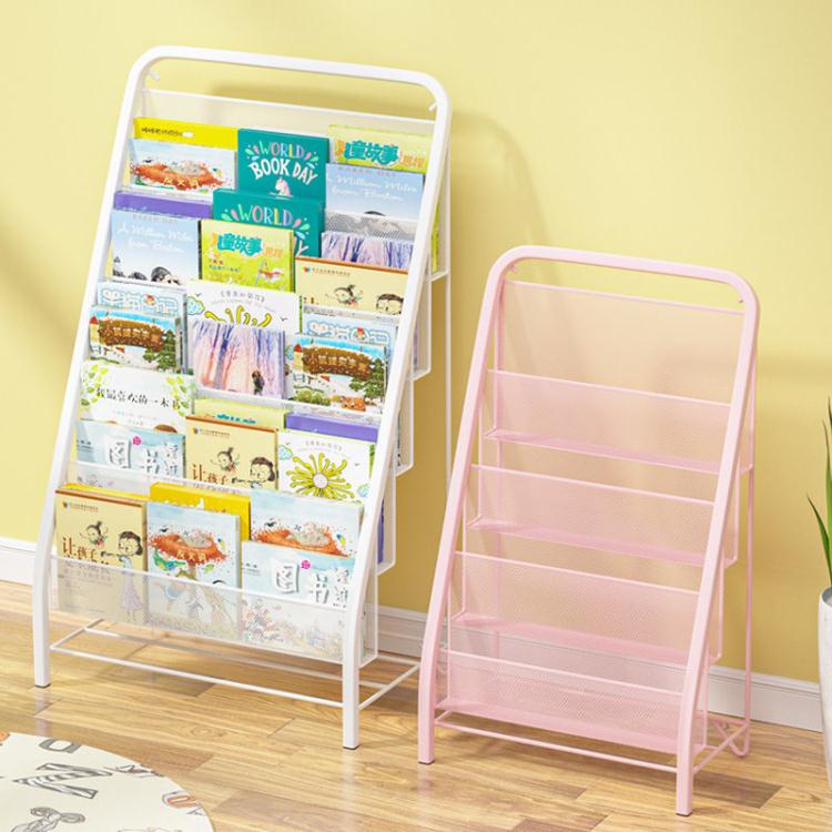 兒童書架 兒童書架家用落地簡易寶寶繪本架客廳臥室鐵藝多層收納書櫃置物架