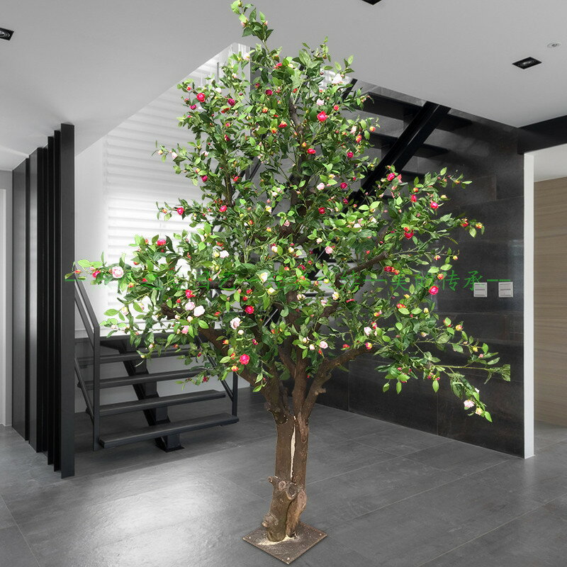 仿真茶花樹 假樹大型植物 櫻花桃花室內客廳婚慶幸福裝飾個性定制