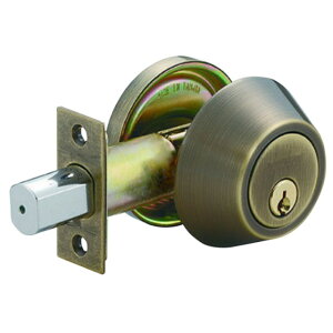 加安 D281-1 輔助鎖 輔助房門鎖 鋁 硫化銅門/木門 防盜紗門/一般房門適用 (60 mm、扁平鑰匙、青古銅）