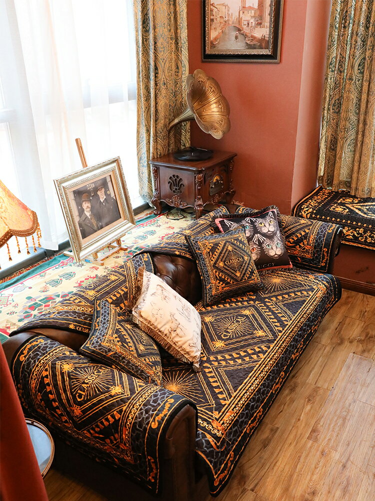 歐式輕奢高檔沙發墊四季通用組合布藝皮沙發巾套新中式沙發坐墊罩