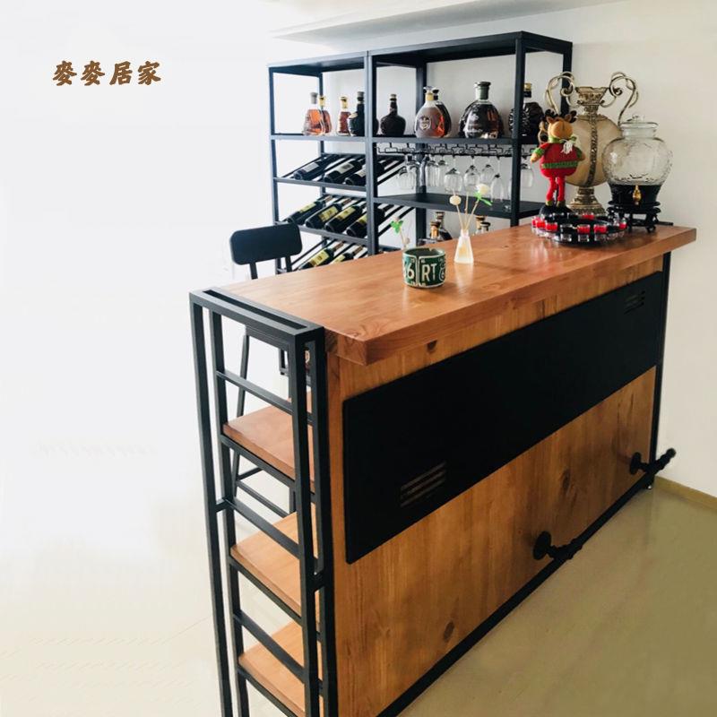 【麥麥居家】 美式實木吧臺桌 家用客廳隔斷 商用復古酒吧 高腳桌 小型收銀臺櫃臺 可開發票 免運 工廠現貨