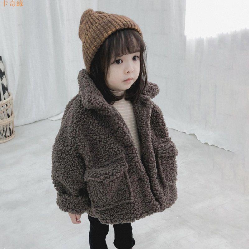 女童羊羔絨外套2023秋冬新款小寶寶洋氣韓版毛毛衣服兒童夾棉上衣