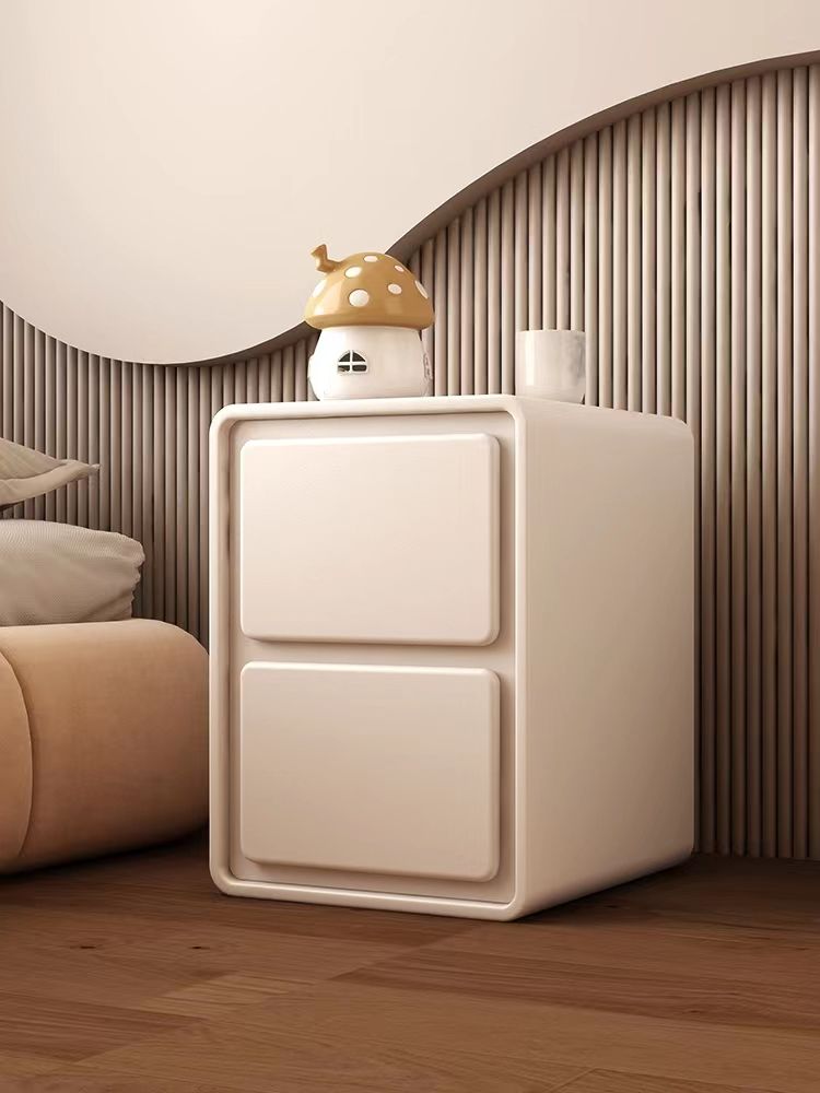 床頭柜實木落地奶油風簡約現代小尺寸臥室床邊柜小型柜子整裝包皮