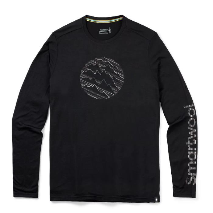 【【蘋果戶外】】Smartwool SW016574 001 黑 Merino Sport 150 男款 美麗諾羊毛T恤 無畏風暴 塗鴉 長 TEE
