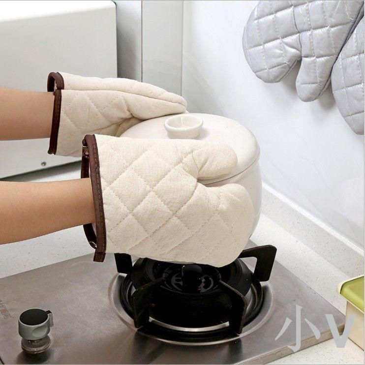 小V優購 超值加厚純棉微波爐手套防滑防燙耐高溫隔熱手套烤箱烘焙防燙手套