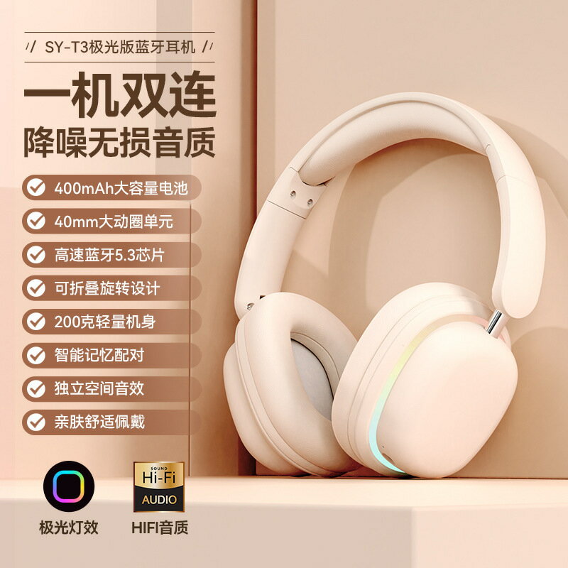 藍芽頭戴式耳機2025年新款無線發光遊戲耳麥超長續航手機耳機