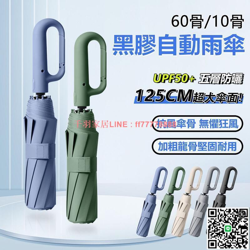 【千羽家居】環扣手柄自動傘 125CM超大傘面 抗UV 遮陽傘 晴雨傘 自動傘 雨傘 折疊傘 摺疊傘 戶外 旅遊必備