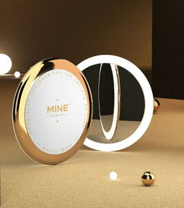 MINE化妝鏡子帶燈手持隨身鏡智能美妝鏡led發光小鏡禮物盒送女友