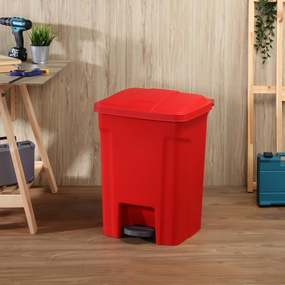 防疫/無接觸/踏式垃圾桶/MIT台灣製造 商用衛生踏式垃圾桶80L(紅) PSS080-2 KEYWAY聯府