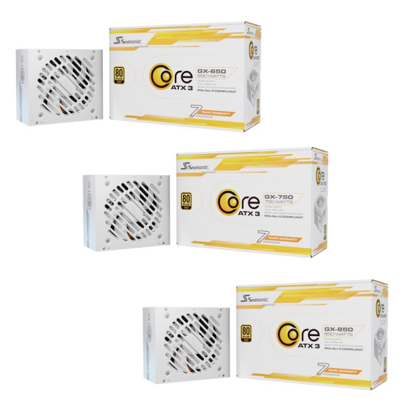 米特3C數位–Seasonic 海韻 ATX 3 CORE GX-650 GX-750 GX-850 金牌全模組電供 白色