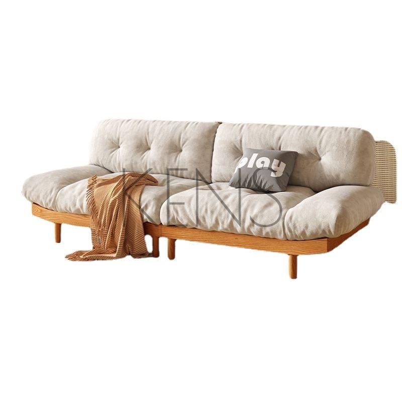 【KENS】沙發 沙發椅 日式全實木云朵布藝沙發客廳簡約小戶型奶油風雙人原木三人位沙發