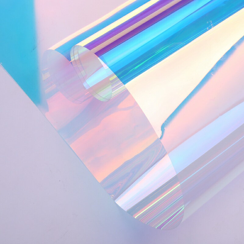 彩色玻璃貼膜 玻璃貼紙 炫彩膜幻彩彩色玻璃貼紙鐳射紙七彩彩虹透明貼膜手工滴膠攝影『wl4812』
