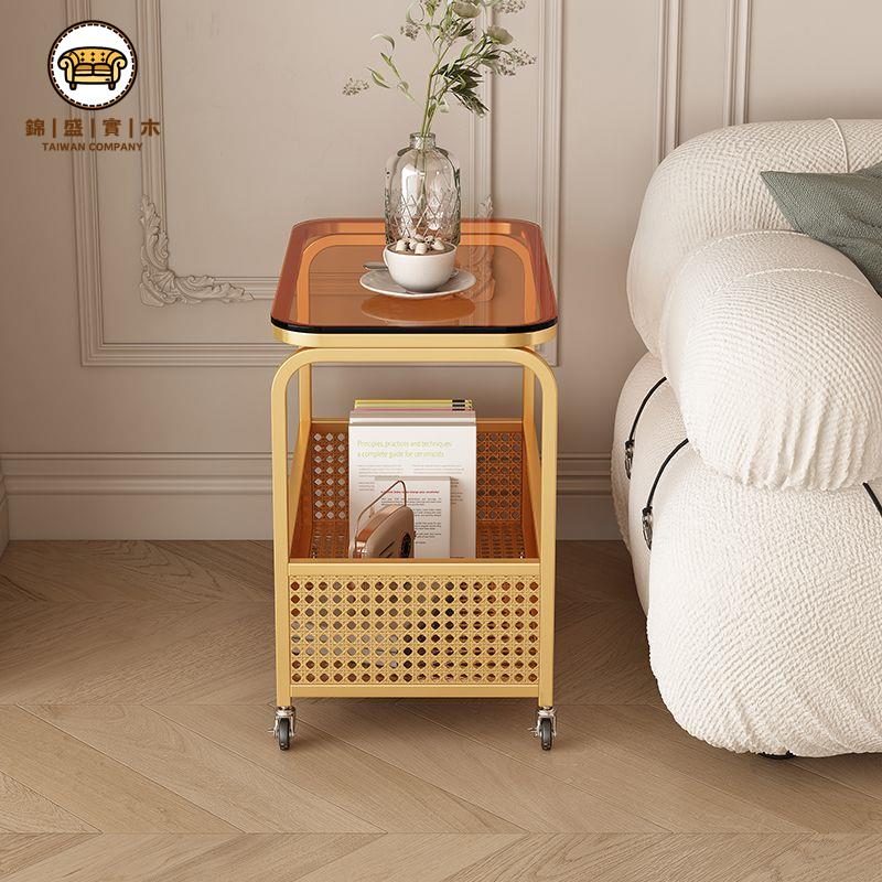【沙發邊幾】 沙發邊櫃 茶几 客廳邊幾 移動簡約邊幾多功能客廳網紅收納儲物床頭輕奢北歐帶輪臥室小推車免運 工廠直銷 特價出 全館折扣 j14 5
