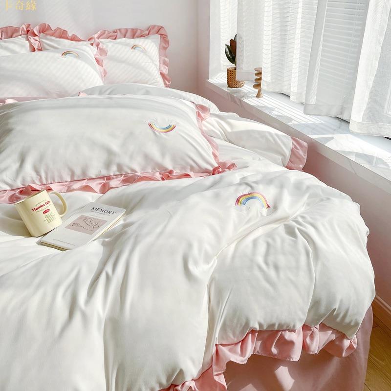 ins少女心床包組 四件組 單人雙人加大 床包 床罩 枕頭套 被套 床單 單人三件組 奶茶色 可愛卡通 泰迪熊