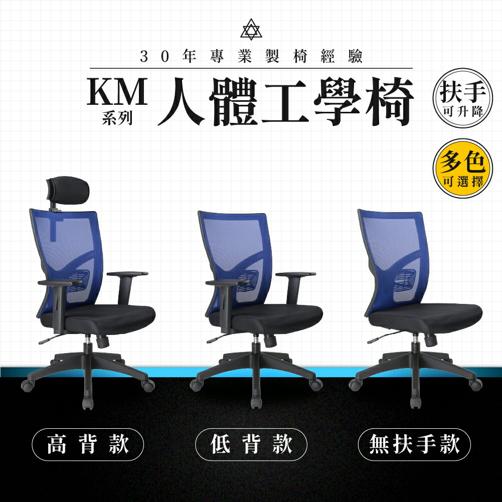 【專業辦公椅】人體工學椅-KM系列｜多款多色 扶手升降 彈性網布 會議椅 工作椅 電腦椅 台灣品牌