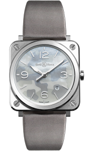 Bell & Ross 柏萊士 BR S GREY CAMOUFLAGE 系列 石英女腕錶(BRS-CAMO-ST)-39mm-灰貝面皮革【刷卡回饋 分期0利率】