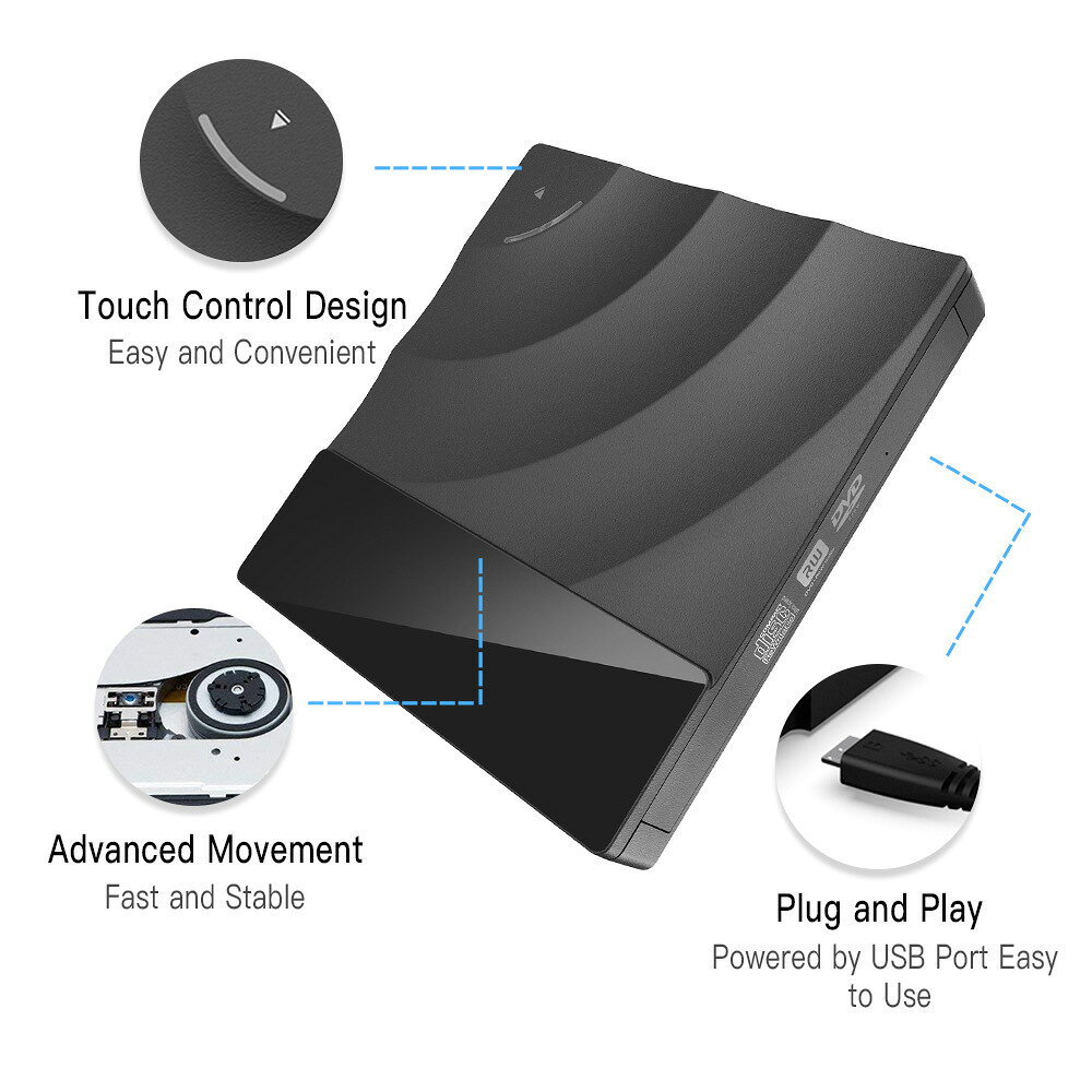 私模觸摸鍵USB3.0外接光碟機外部TYPE-C移動筆記本DVD刻錄機【北歐家居生活】