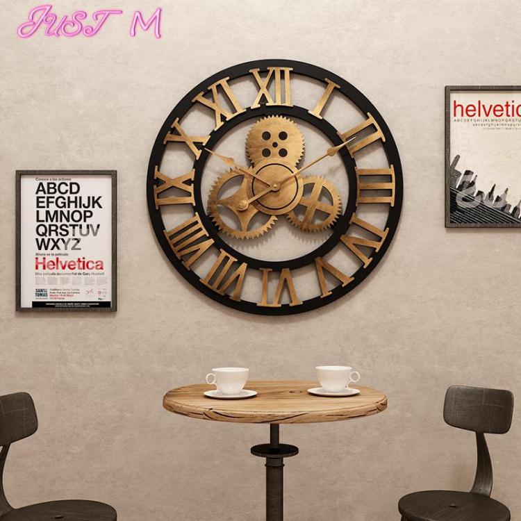 掛鐘齒輪掛鐘loft工業機械風復古鐘錶鏤空客廳時鐘店鋪裝飾靜音創意錶 全館免運