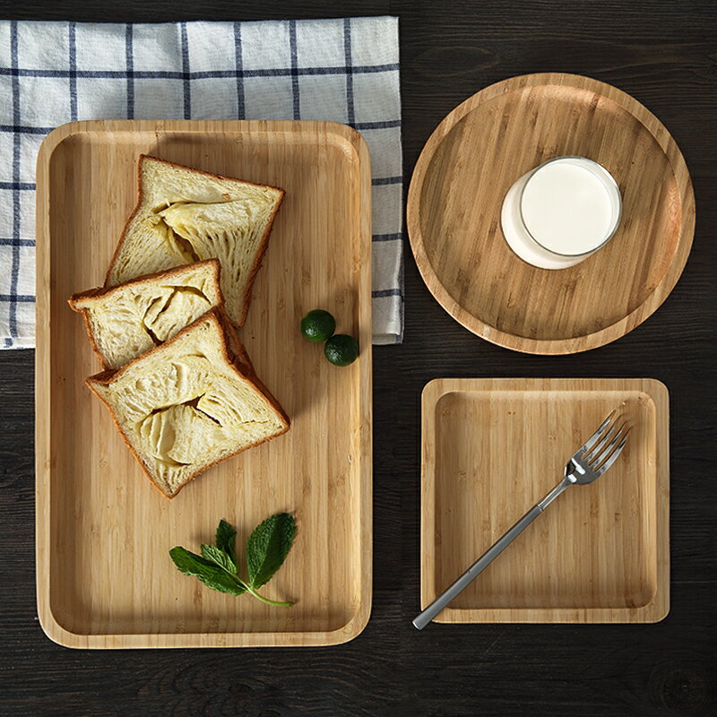 竹木質托盤長方形日式ins蛋糕披薩盤圓形盤子北歐家用放茶杯餐具
