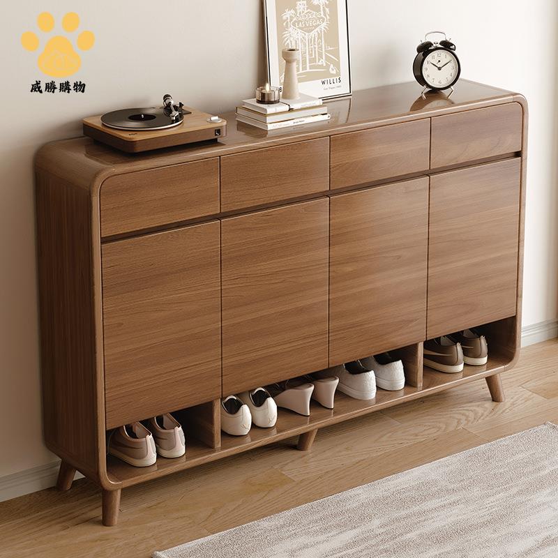 免運 快速發貨 大容量實木色鞋櫃 門口家用入戶樓道外玄關櫃 一體收納儲物新款鞋架【WS103】