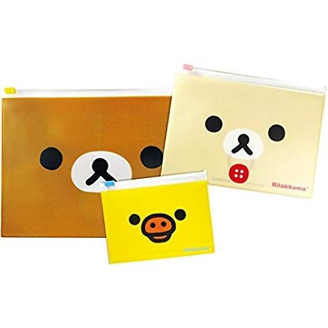 大賀屋 拉拉熊 三入 收納袋 文件袋 筆袋 文具 資料袋 隨身攜帶 懶懶熊 輕鬆熊 日貨 正版 授權 J00014706