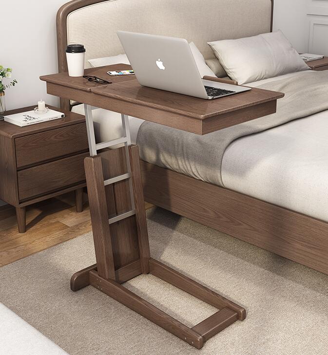 床邊桌實木筆記本電腦桌子小戶型臥室可摺疊行動升降懶人床上書桌