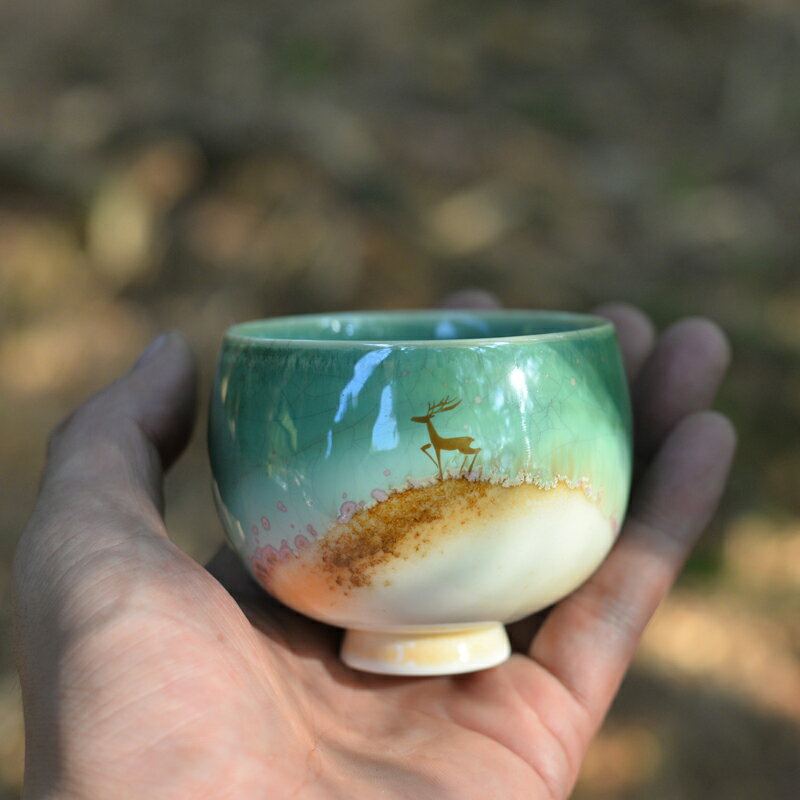 云窩 純手工手繪茶杯陶瓷單個主人杯高檔 日式小杯子功夫茶具創意
