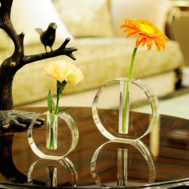 歐式水晶玻璃小花瓶迷你插花小花瓶辦公桌餐桌裝飾小清新花瓶擺件