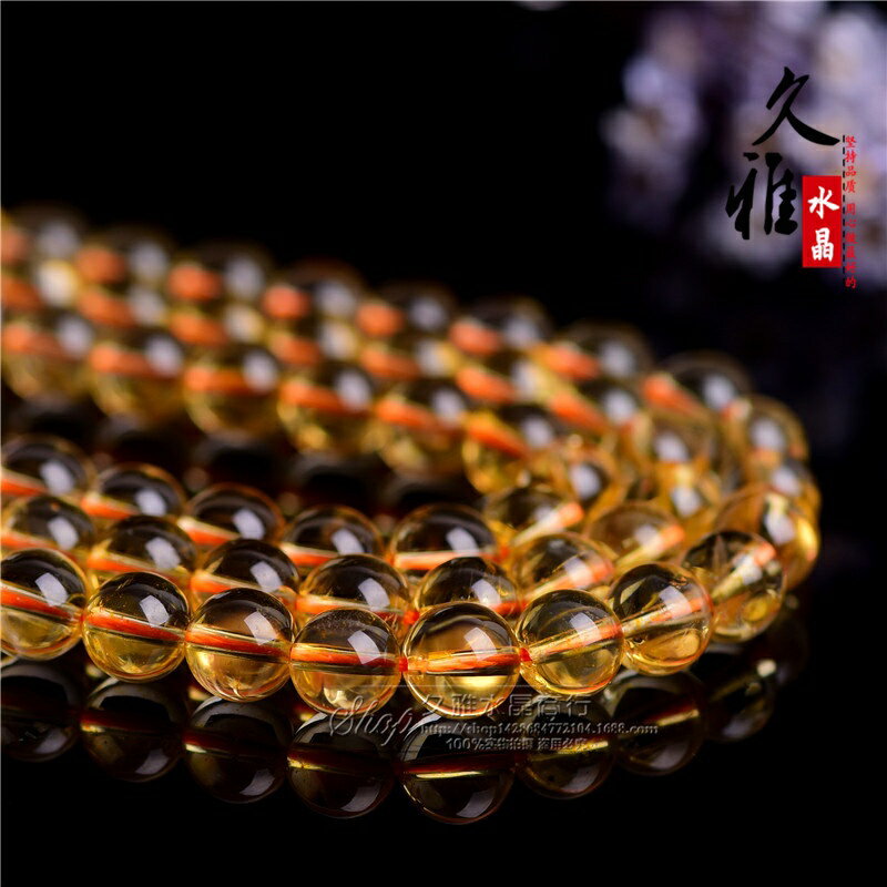 ISONA 收藏級7A級圓珠天然黃水晶手串黃水晶手鏈黃水晶手串珠黃水晶串珠黃水晶水晶手鍊 高透亮 6