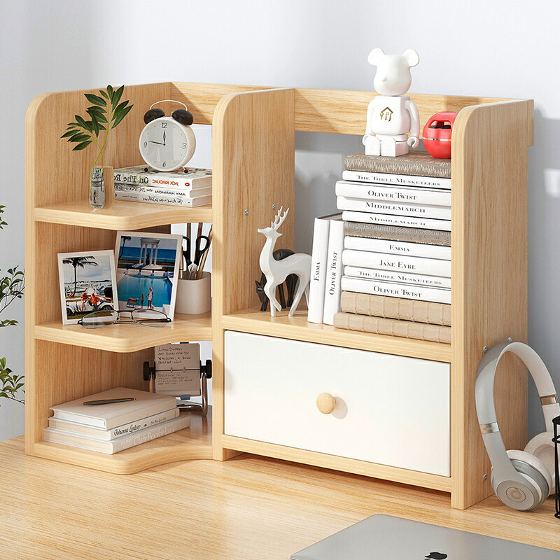 書桌收納架學生臥室簡易桌上書架辦公桌小架子書柜桌面小型置物架