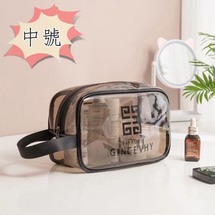 [Hare.D]中號-PVC防水旅行化妝包 透明 旅行收納包 加厚半透明洗漱包 旅行袋 收納袋 旅行包 手提化妝袋
