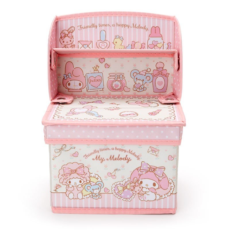 大賀屋 日貨 美樂蒂 收納箱 衣物箱 整理箱 玩具箱 展示櫃 牛津布 櫃子 MM MELODY 正版 L00011139